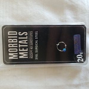New Morbid Metals Blue Opal Nose Hoop Single Steel